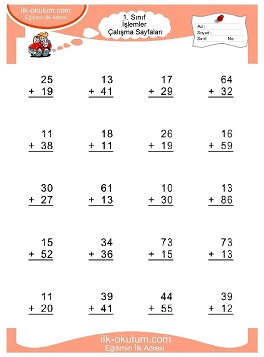 Çocuklar İçin toplam işlemi yaprak testleri 